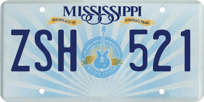 MS license plate ZSH521