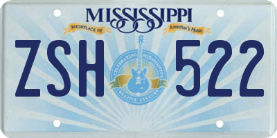 MS license plate ZSH522