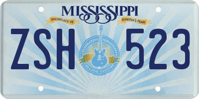 MS license plate ZSH523