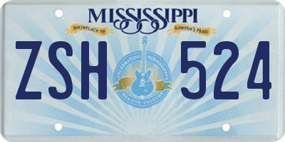 MS license plate ZSH524