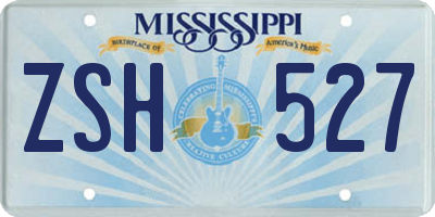 MS license plate ZSH527