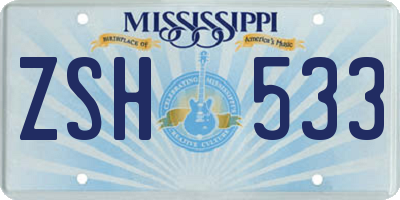 MS license plate ZSH533