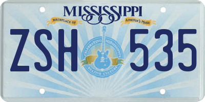 MS license plate ZSH535