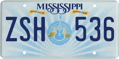 MS license plate ZSH536