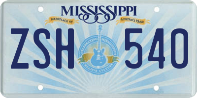 MS license plate ZSH540
