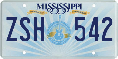 MS license plate ZSH542