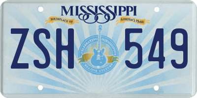 MS license plate ZSH549