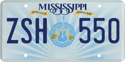 MS license plate ZSH550