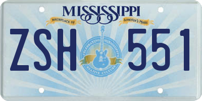 MS license plate ZSH551
