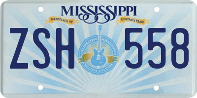 MS license plate ZSH558