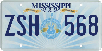 MS license plate ZSH568