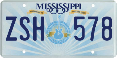 MS license plate ZSH578