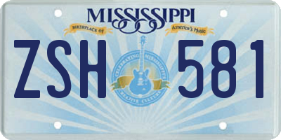 MS license plate ZSH581