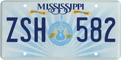 MS license plate ZSH582