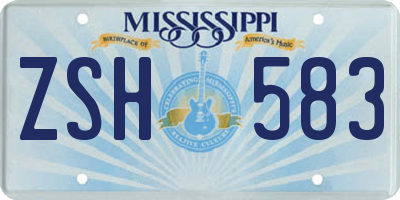 MS license plate ZSH583
