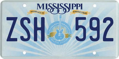 MS license plate ZSH592