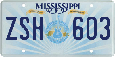 MS license plate ZSH603