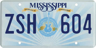 MS license plate ZSH604