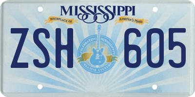 MS license plate ZSH605
