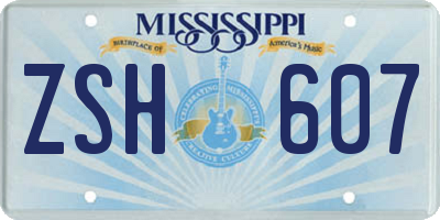 MS license plate ZSH607