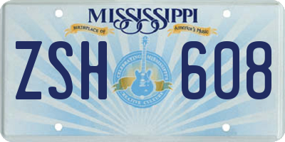 MS license plate ZSH608