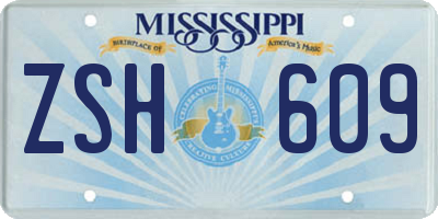 MS license plate ZSH609