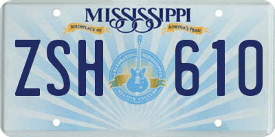 MS license plate ZSH610