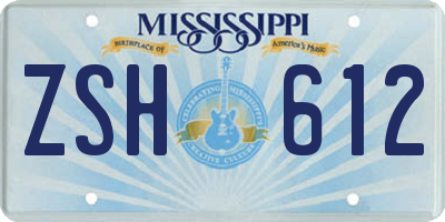 MS license plate ZSH612