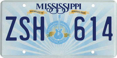 MS license plate ZSH614