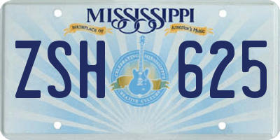 MS license plate ZSH625