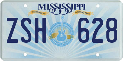 MS license plate ZSH628