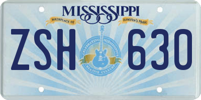 MS license plate ZSH630