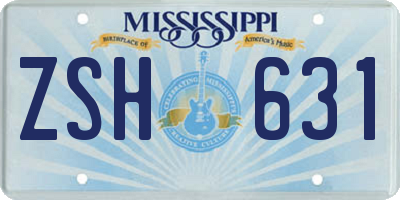 MS license plate ZSH631
