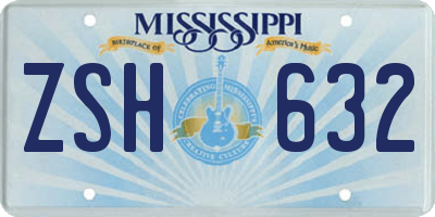 MS license plate ZSH632