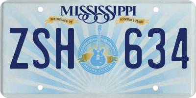 MS license plate ZSH634