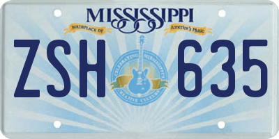 MS license plate ZSH635