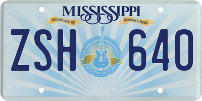 MS license plate ZSH640