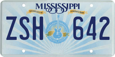 MS license plate ZSH642