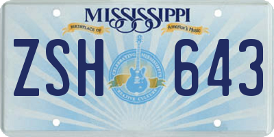 MS license plate ZSH643