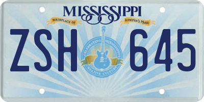 MS license plate ZSH645