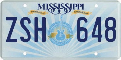 MS license plate ZSH648
