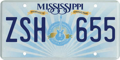 MS license plate ZSH655