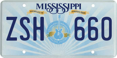 MS license plate ZSH660