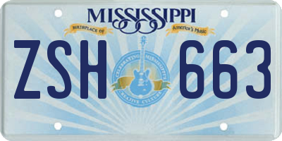 MS license plate ZSH663