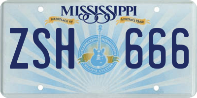 MS license plate ZSH666