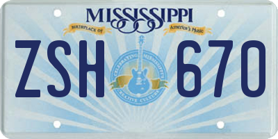 MS license plate ZSH670