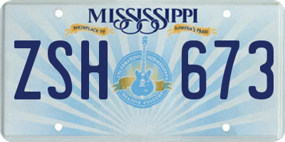 MS license plate ZSH673