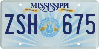 MS license plate ZSH675