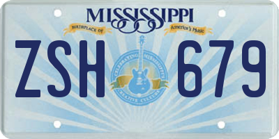 MS license plate ZSH679