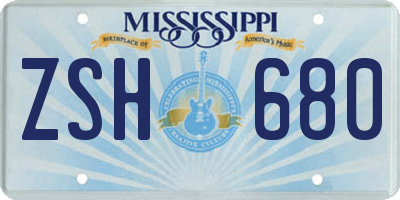 MS license plate ZSH680